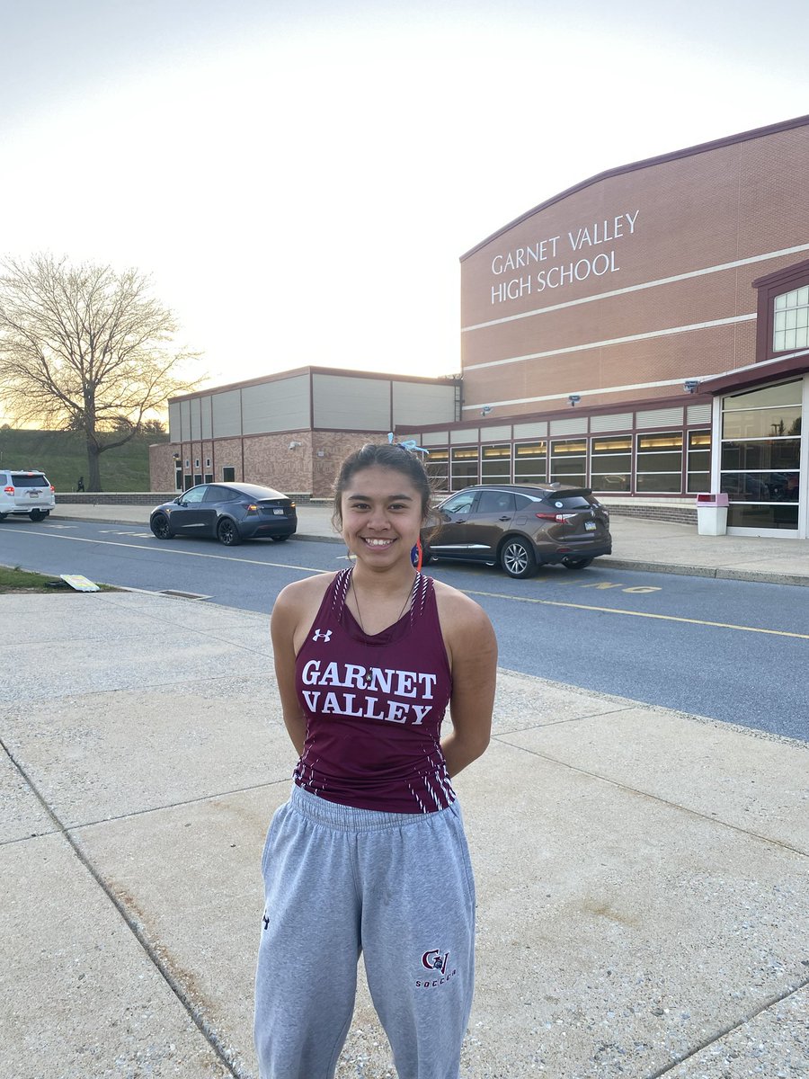 At today’s CAL meet at Haverford, Felicia Grimmelbein set a new school record in the 300m hurdles running a 43.85