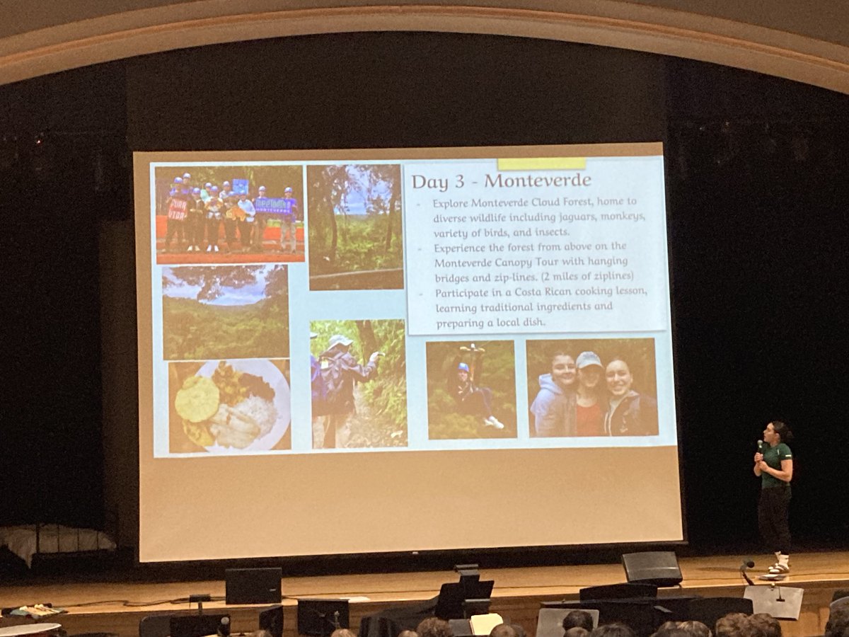 SBRHS_WLDept's tweet photo. It was our pleasure to have SB Senior and 2-time school trip traveler Alana talk to our students today!! Alana shared great stories about the wildlife in Costa Rica, zipline and horseback rides and the great friendships and memories made along the way!
🇨🇷🇵🇹🇪🇸
#SBRHS
@SBRHSBrels https://t.co/13twjFE9xn