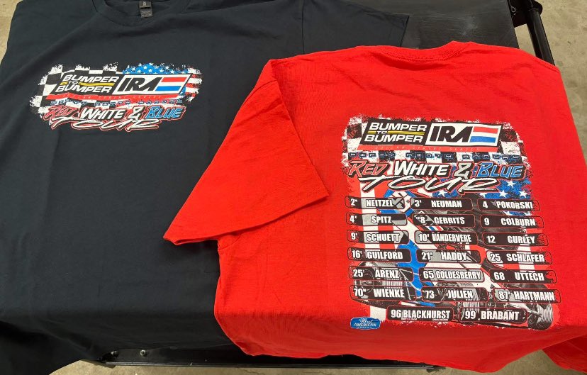 New merchandise for the <a href="/IRA_sprints/">IRA Sprints</a> Red, White &amp; Blue Tour 2025, if your business or race team is in need of apparel, let us know how we can help!