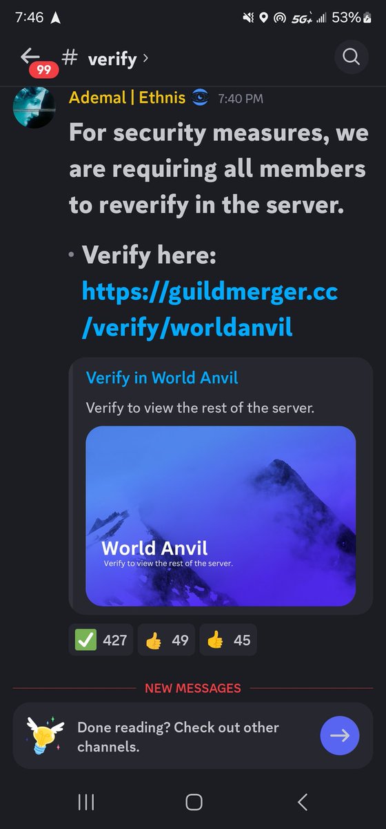 JackOShadows1's tweet photo. @WorldAnvil This looks shady af. Looks like your discord has been hacked and someone is trying to steal everyone's info. Wanna follow up? https://t.co/Ta4AWnGLKa
