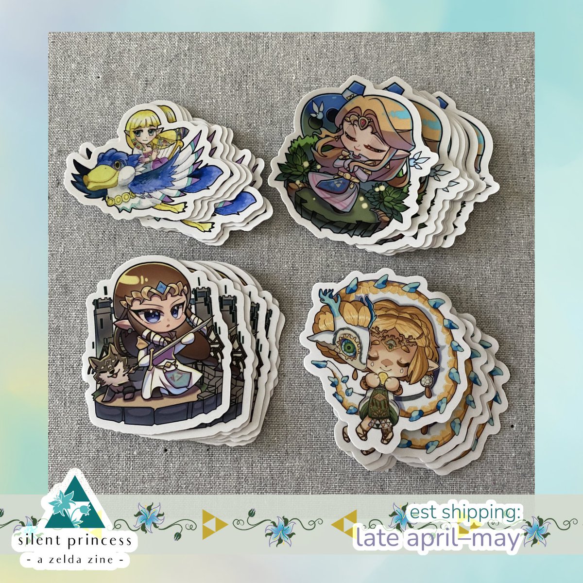 zelda_zine's tweet photo. PRODUCTION UPDATE: Our pin and stickers have arrived!
Be sure to follow for production/shipping updates!
Est. shipping: late April—May 2025
#princesszelda #zelda #silentprincesszine #legendofzelda #zine #productionupdates https://t.co/9EuQ8kR700