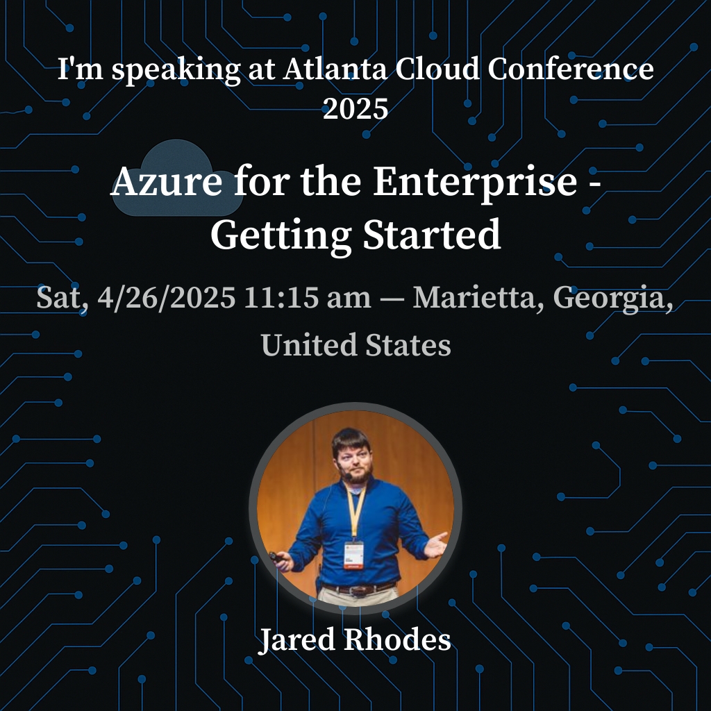 AtlCloudCon's tweet image. Please join @QiMata at the Atlanta Cloud Conference on April 26th for Azure for the Enterprise - Getting Started. Register at ticketleap.events/tickets/develo…