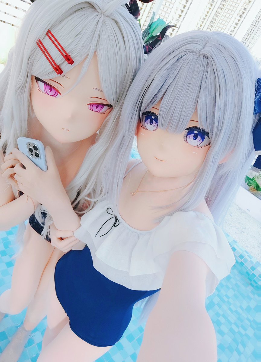 和Hina酱的泳装留念٩(◦`꒳´◦)۶💦
Hina←：<a href="/sakura_ingnai/">樱了个乃</a> 
#kigurumi #BlueArchive 
#空崎ヒナ #月雪ミヤコ