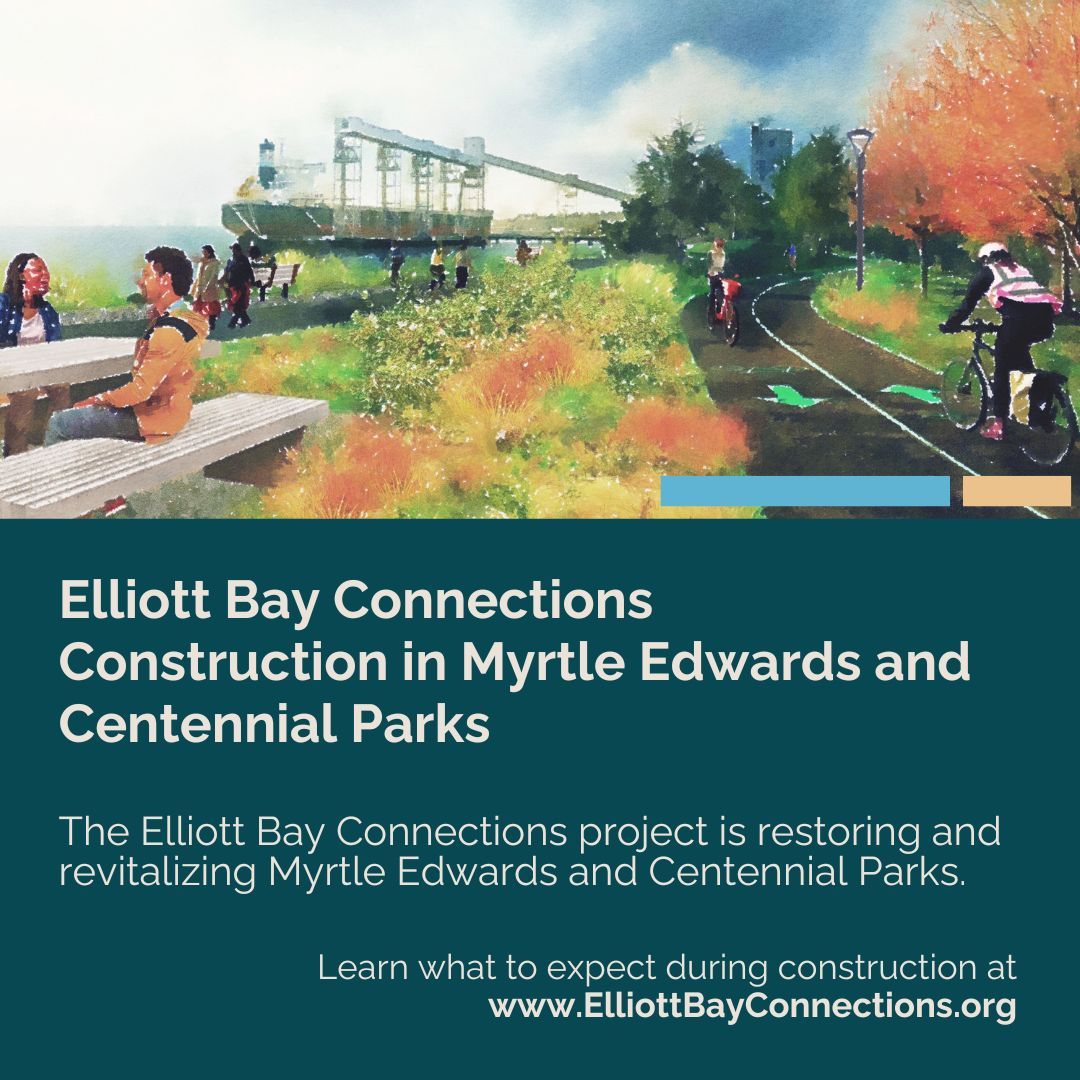 Our partners at the Elliott Bay Connections (EBC) project are restoring and revitalizing Myrtle Edwards and Centennial Parks. 🚴🏃

🔔🔗 Visit buff.ly/bjRBgyS to learn what to expect during construction and sign up for monthly EBC construction update emails.