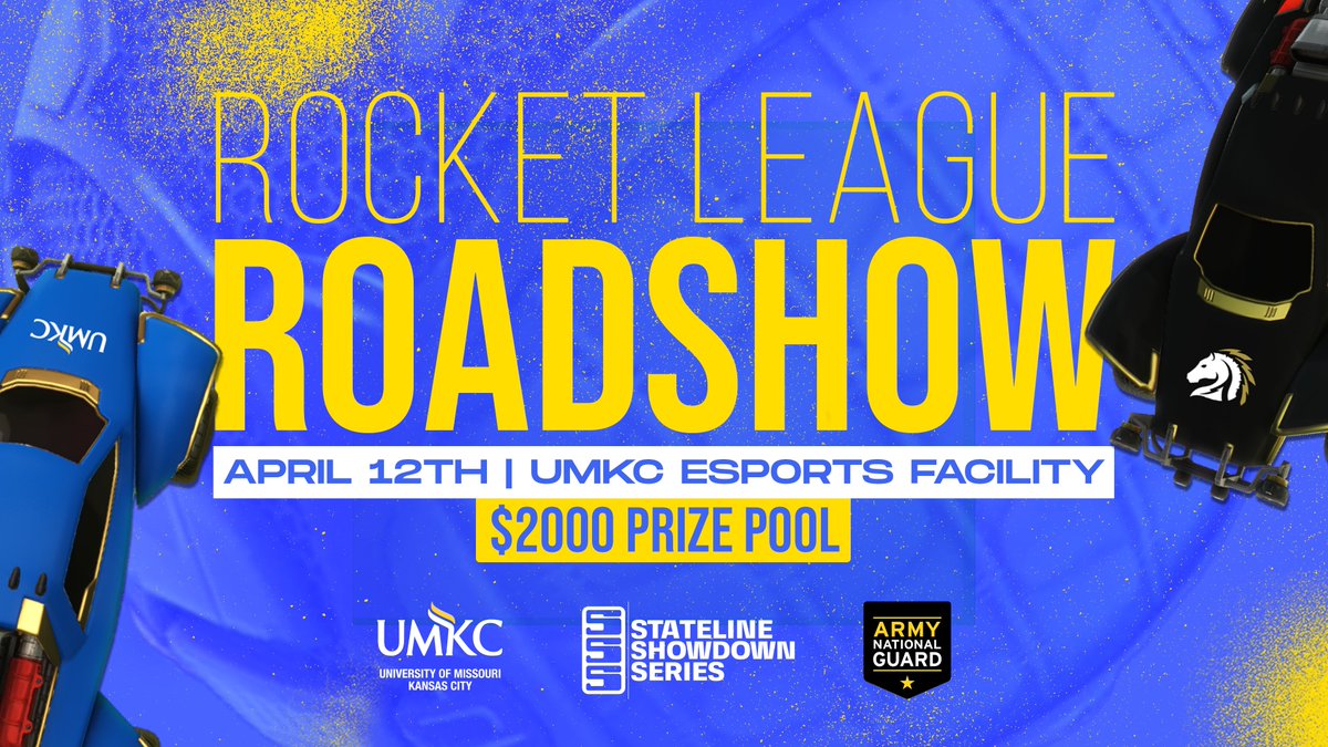 It's Stateline Showdown LAN week! Come join us this Saturday from <a href="/UMKCSSE/">UMKC School of Science and Engineering</a> to play in a free 3v3 Rocket League tournament with a $2,000 prize pool thanks to <a href="/NationalGuard/">National Guard</a>!

Only a few team spots remaining. Sign up below to reserve your spot.