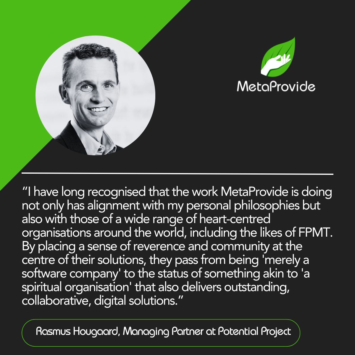 MetaProvide's tweet photo. At MetaProvide, we are truly honoured to receive this heartfelt endorsement from Rasmus, a leader who deeply understands the intersection of technology, community, and purpose.

Our commitment goes beyond software—we strive to create meaningful, collaborative solutions that foster connection and impact.

💡 Technology with reverence. Innovation with soul.

#HejBit #Decentralisation #DataOwnership #MetaProvide