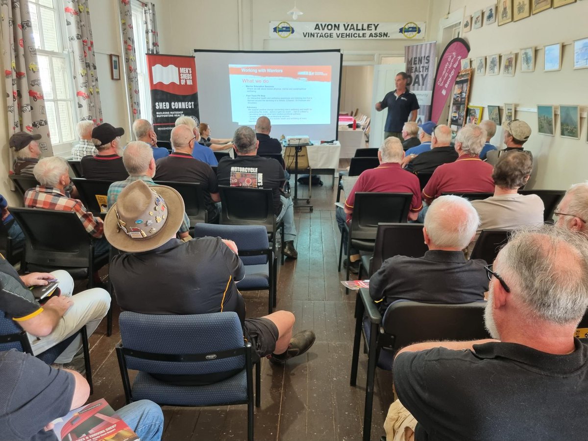 Men's Sheds WA Northam zone meeting: Mike and the team delivered a presentation and Fast Track Pit Stop, a quick vehicle-themed health check for blokes. #talktoamate