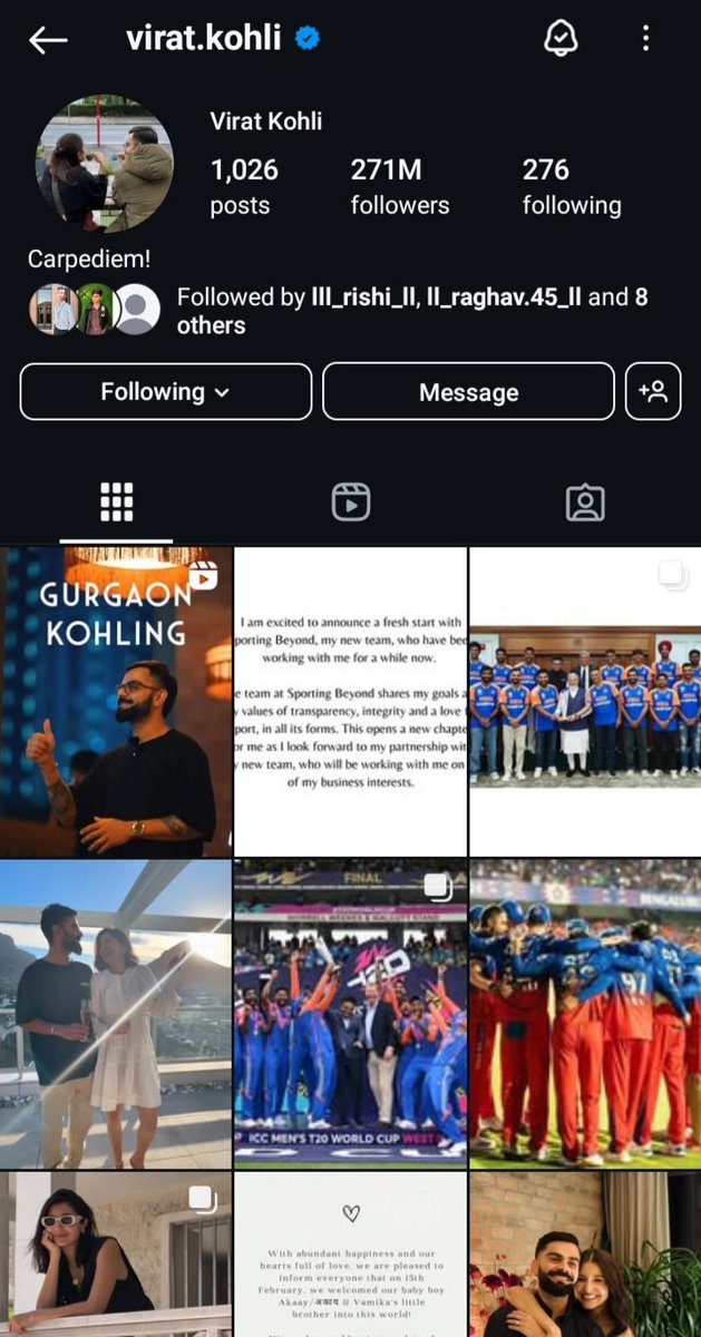 Virat kohli suddenly deleted all the ads his instagram post. 🤔