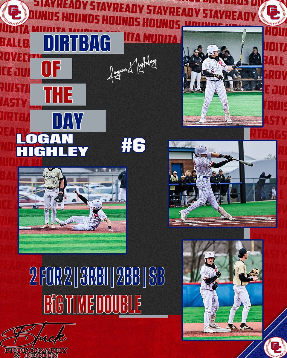 GCBaseball2024's tweet image. HOUNDS stay HOT 🔥🔥 Another OCC WiN
Dirtbags of the Day:
Luke Harper, Reace Blount, Logan Highley ‼️