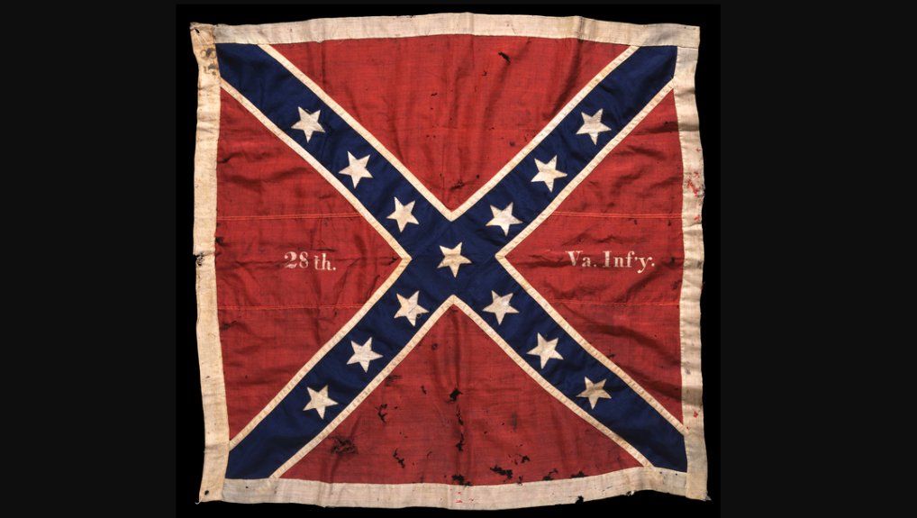 TwinsAlmanac's tweet photo. Speaking of leaders surrendering, Confederate general Robert E. Lee surrendered to Ulysses S. Grant on this date in 1865, effectively ending the Civil War.

The Minnesota Historical Society possesses a blood-stained, bullet-pierced Virginia battle flag captured by the 1st Minnesota Volunteer Infantry at the Battle of Gettysburg on July 3, 1863. 
 
Virginia has been asking for it back for over 100 years.

When asked about it at the White House in 2000, Governor Jesse Ventura said, "Why? I mean, we won. … We took it. That makes it our heritage.”  

The previous day, the 1st Minnesota had suffered 82% casualties when they heroically charged headlong into enemy forces to shore up a gap in Union lines. It is not an overstatement to say that their gallantry possibly saved not only the battle, but the war.

Of their sacrifice on July 2nd, General Winfield Scott Hancock said that "no soldiers on any field, in this or any other country ever displayed grander heroism," and insisted that "there is no more gallant deed recorded in history."

In a speech in Cannon Falls, Minnesota on the Fourth of July 1928, President Calvin Coolidge went so far as to say that these men's heroism that day entitled them to the rank of "saviors of their country."