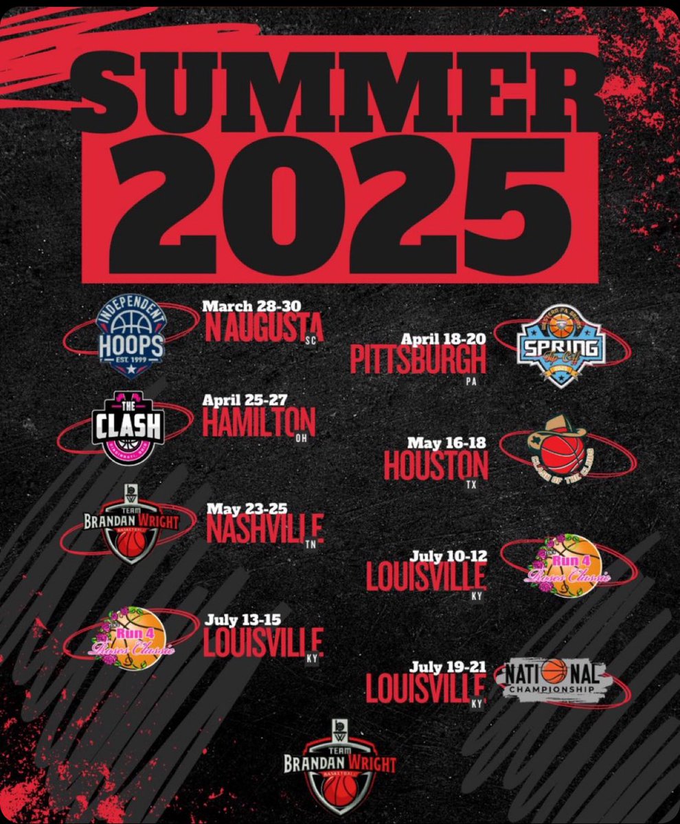 Sicily_2026's tweet photo. Summer 2025 is stacked!!
Team Brandon Wright is outside all season. From SC to KY, weβre not playing!!
#SUMMERHOOPS #TEAMBW #ROADTOTHECHIP @TbWbasketball1 https://t.co/4QVUGRvWD7