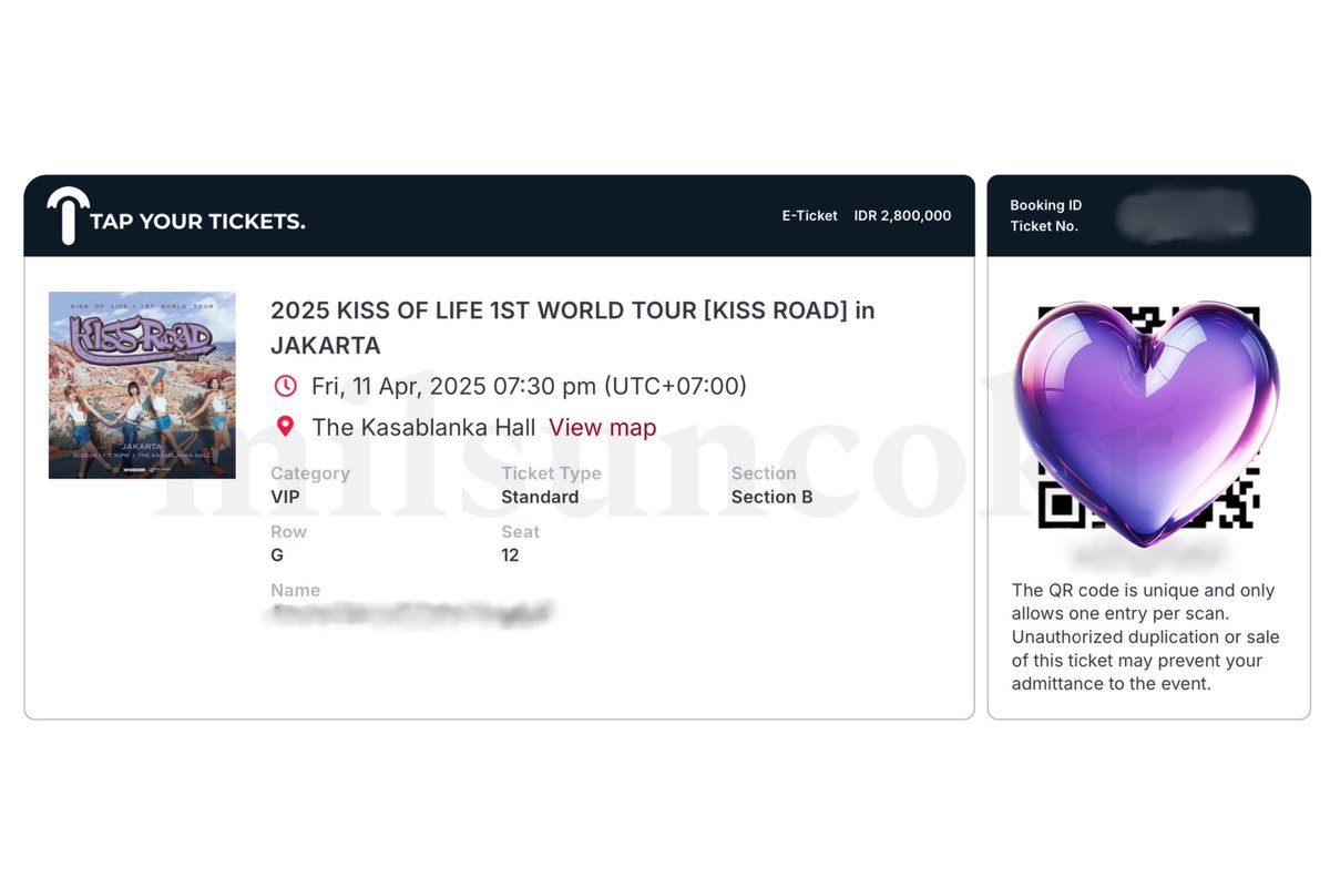 yunocokr's tweet photo. [WTS] KISS OF LIFE KISS ROAD in Jakarta

VIP B - Row G Seat 12

⚠️ Jual underprice karena malemnya mendadak ada acara⚠️

💰 IDR 2.100.000
DP 1.050.000, sisa COD :]

Tiket yang namanya gak disensor bisa DM!

#KISSROADinJAKARTA #KISSROADinASIA2025 https://t.co/Broz4bZUpJ