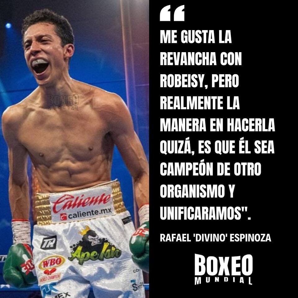 BoxeoMundial's tweet photo. El 'Divino' Espinoza 🇲🇽 pone condiciones si o si para una revancha ante Robeisy Ramírez 🇨🇺
#Boxeo #Boxing #RafaelEspinoza #RobeisyRamirez #EspinozaRamirez2 https://t.co/563Tk7NVrm