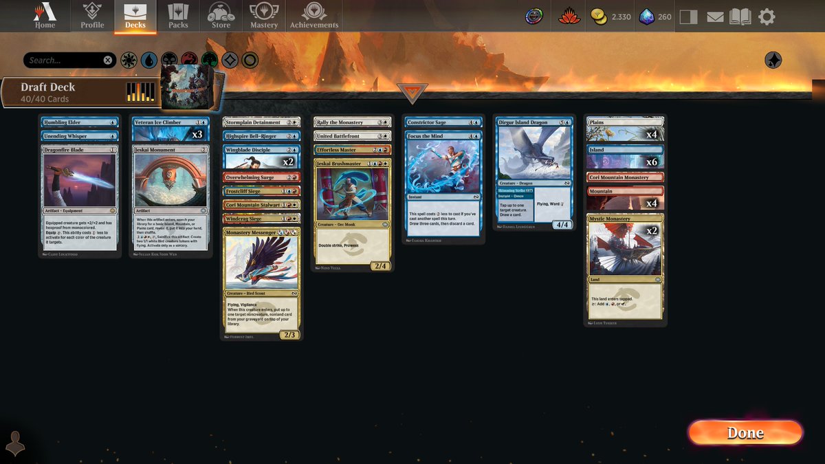 Primeiro draft, primeiro troféu. Encantamentos boros e izzet me carregaram em todos os jogos, dando haste e criando fichas de goblins.
.
First draft, first trophy. Boros and izzet enchantments led me to victory in all games, creating goblin tokens and giving haste.
.
<a href="/fireshoes/">Robert Taylor🔥</a>