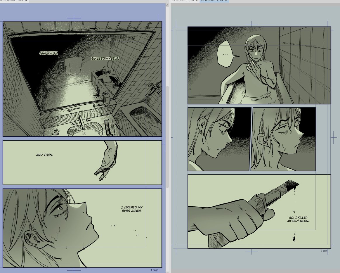 I'm trying to go for a rough hand-drawn look for this one

(tw suicide) 