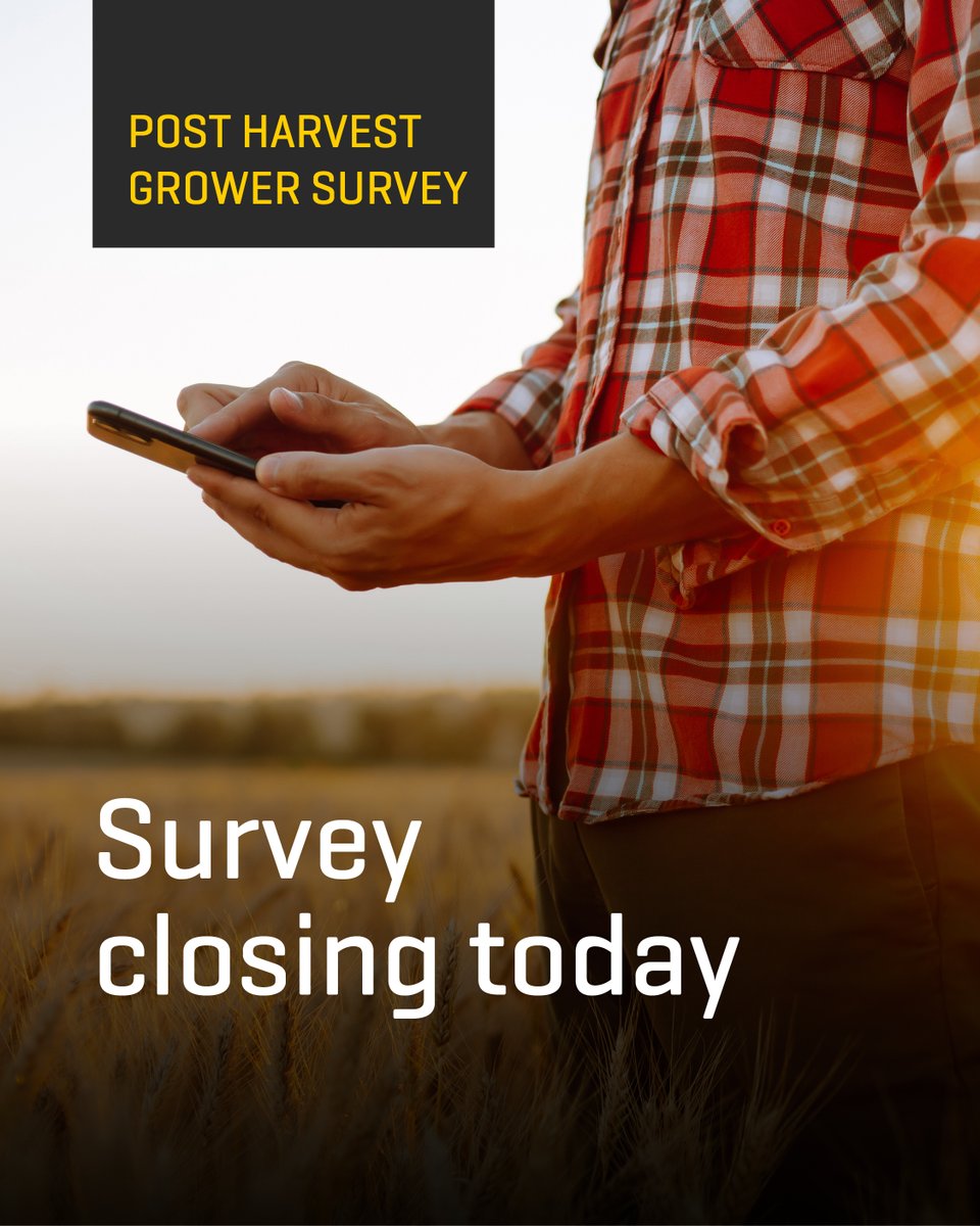 Today’s the final day to have your say in our Post Harvest Grower Survey.

We value your feedback, so don’t miss the opportunity to tell us what matters most to you.

The survey is anonymous and takes less than 10 minutes: cpq2r4rx01u.typeform.com/to/gFqo6d8A