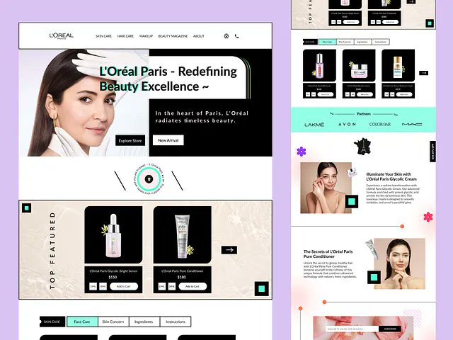 Loreal Website UI layout design with Figma.

Shot link: dribbble.com/shots/23128330…

#figma #uiux #uidesign #landingpageui #skincare #loreal