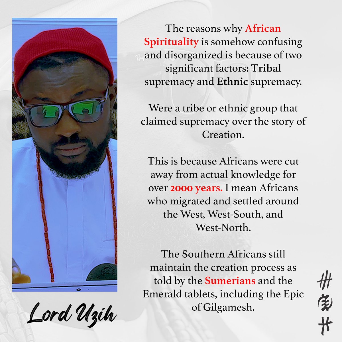 lorduzih's tweet photo. African Spirituality can be saved when we forgo tribal and ethnic supremacy #lorduzih #spirituality #socialmedia #WateredReligion https://t.co/aR9wTfBjv6