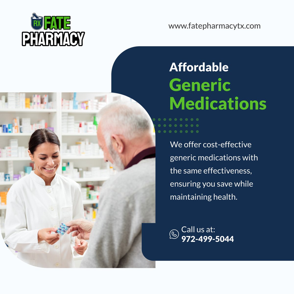 fatepharma_tx's tweet photo. Don't compromise your health because of medication costs. Choose affordable generic options for the same great results. 

#RockwallTX #RetailPharmacy #AffordableMedications https://t.co/EeWU1Su54G