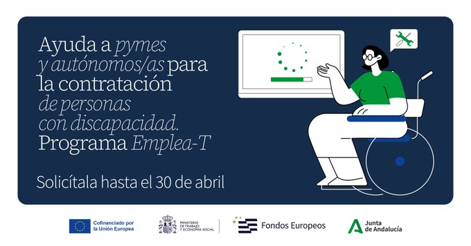 cadesevilla's tweet photo. 📢 ¿Sabías que, si contratas a personas con discapacidad, recibes hasta 2️⃣2️⃣.0️⃣0️⃣0️⃣ € con el Programa #EmpleaT❓
📆 Tienes de plazo hasta el 3️⃣0️⃣ de abril.
Toda la info ℹ️, aquí 👇🏼:
https://t.co/Whlr7AnGWv https://t.co/nS5De1rBY6