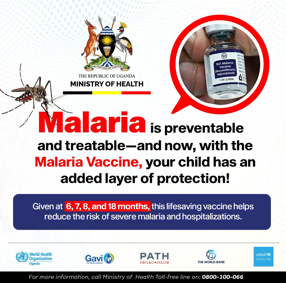 This is yet another day to remind you that wealth is better when healthy.  Dear parents,  guardians, and caretakers,  take responsibility for making sure that your children of 6-18 months receive a malaria vaccine to protect them against the tragic malaria fever.@MalariaVaccine