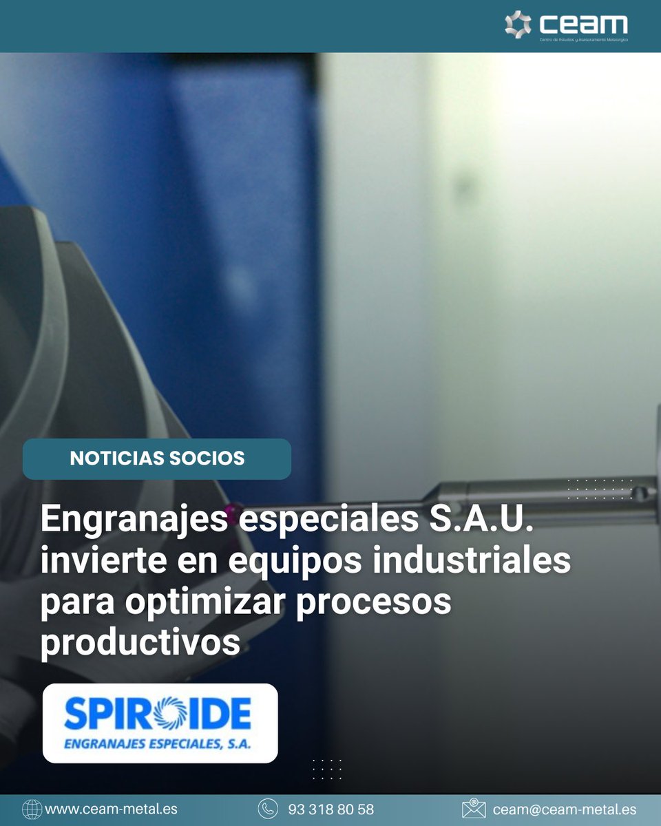 CEAMmetal's tweet photo. ⚙️ Spiroide invierte en innovación industrial:🆕 Verificadora Klingeinberg P125⚡ Corte Arcoflex con carburo d tungsteno📈 +25% de capacidad🖥️ Plan de digitalización e Industria 4.0📃Noticia: https://t.co/H0ZpqI9V7h 
#SociosCEAM #Spiroide #Industria40 #Engranajes https://t.co/nOYP67H2Oz