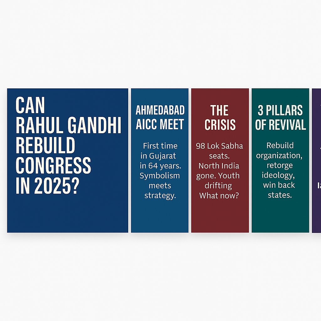 Media Swaraj (@swarajmedia) on Twitter photo Can Congress Rise Again?
mediaswaraj.com/rahul-gandhi-c…
After the powerful AICC meet in Ahmedabad, #RahulGandhi lays out a bold vision. But can he rebuild #Congress in North India and win the youth?
#RahulGandhi #Congress2025 #AICCMeet #IndianPolitics #YouthVote <a href="/Ramdutttripathi/">Ram Dutt Tripathi</a> Can Congress Rise Again?
mediaswaraj.com/rahul-gandhi-c…
After the powerful AICC meet in Ahmedabad, #RahulGandhi lays out a bold vision. But can he rebuild #Congress in North India and win the youth?
#RahulGandhi #Congress2025 #AICCMeet #IndianPolitics #YouthVote <a href="/Ramdutttripathi/">Ram Dutt Tripathi</a>
