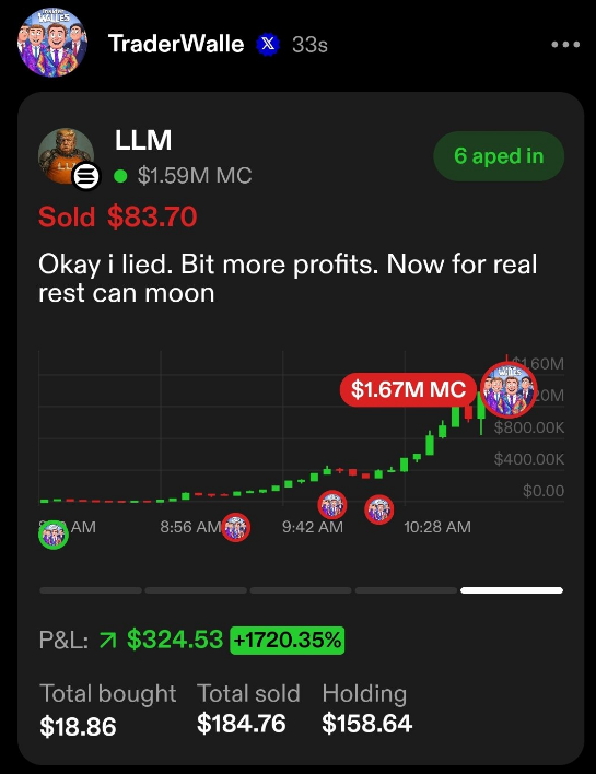 CryptoMikko (@cryptomikko) on Twitter photo at what price you bought $EGGFLATION?
<a href="/trackerxyz/">InsiderWalleTracker</a> found it at 22k and highest seen on our site is 500k! it went above 1.2m so almost 50x if you bought when found and sold ath.
We also found $LLM (Large Liquaidation Model) at 36k that went to over 1.6m!
Still fading at what price you bought $EGGFLATION?
<a href="/trackerxyz/">InsiderWalleTracker</a> found it at 22k and highest seen on our site is 500k! it went above 1.2m so almost 50x if you bought when found and sold ath.
We also found $LLM (Large Liquaidation Model) at 36k that went to over 1.6m!
Still fading