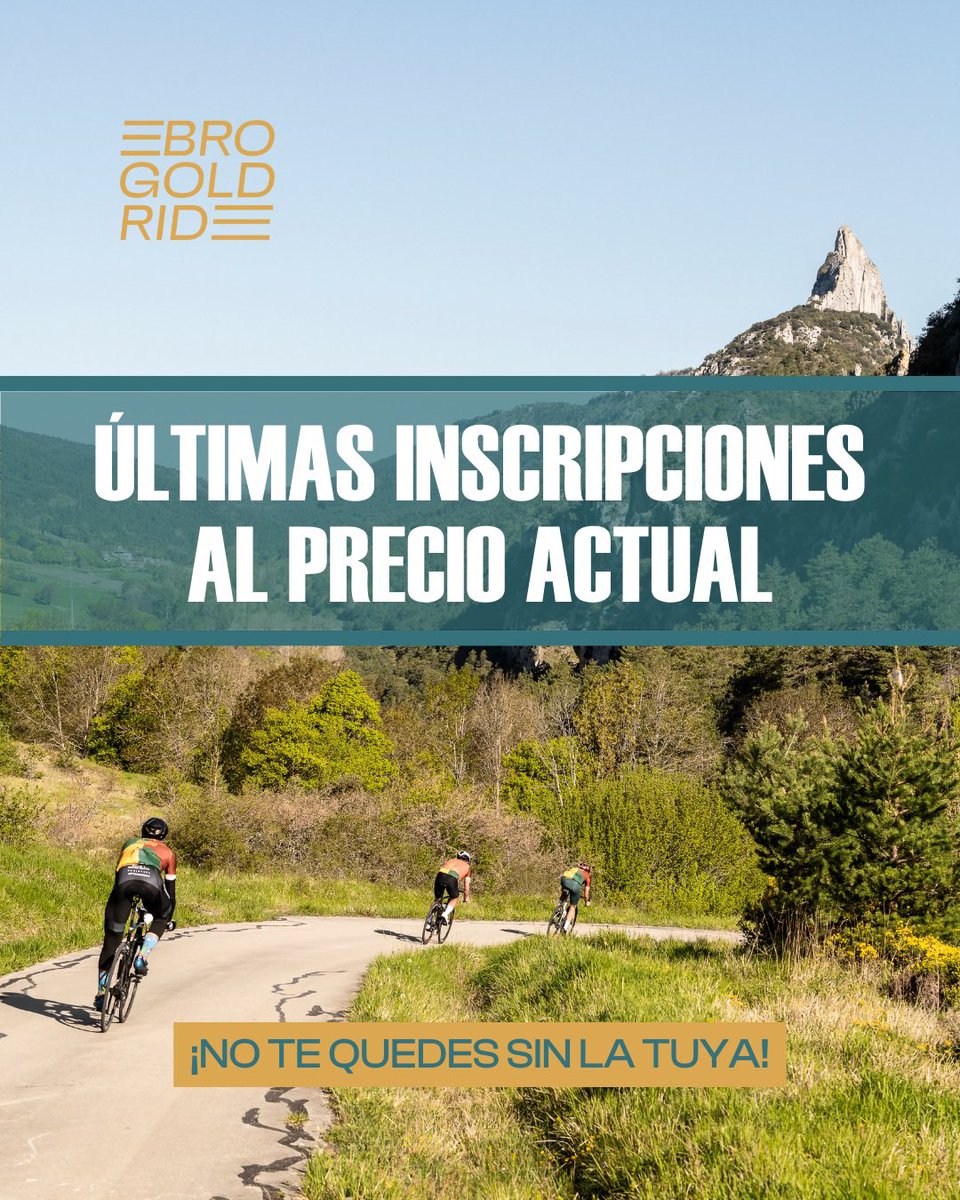 🚴‍♂️🔥 ¡Últimas inscripciones al precio actual! 🔥🚴‍♀️

Si estabas dudando, este es el momento de asegurar tu plaza en la Ebro Gold Ride antes de que suba el precio. ⏳🏅

No te quedes fuera y vive una experiencia única en #LaClásicaDelNorte . 🚵‍♂️✨