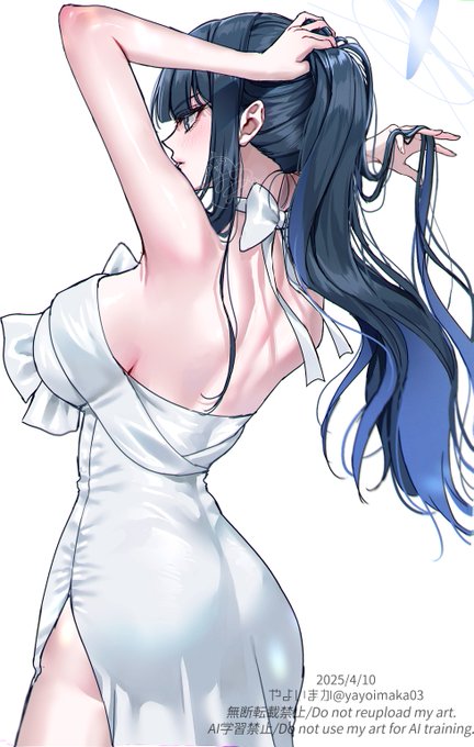 ドレス姿のサオリの背中落書き #ブルアカ 