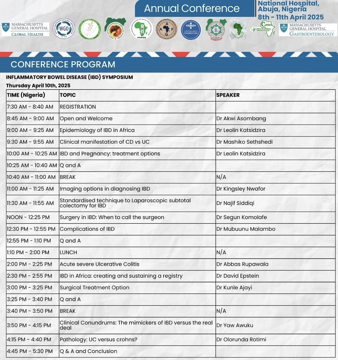 Akwi Asombang MD MPH (@akwiasombangmd) on Twitter photo TODAY:   inaugural IBD in Africa Symposium at the colorectal cancer in Africa workshop
🗓️ April 10th, 2025
 📚🎥 Hybrid - Abuja, Nigeria 
📌REGISTRATION 
5th Annual Colorectal Cancer in Africa: Raising Awareness | Mass General Brigham 
cpd.partners.org/content/5th-an…
#GITwitter TODAY:   inaugural IBD in Africa Symposium at the colorectal cancer in Africa workshop
🗓️ April 10th, 2025
 📚🎥 Hybrid - Abuja, Nigeria 
📌REGISTRATION 
5th Annual Colorectal Cancer in Africa: Raising Awareness | Mass General Brigham 
cpd.partners.org/content/5th-an…
#GITwitter