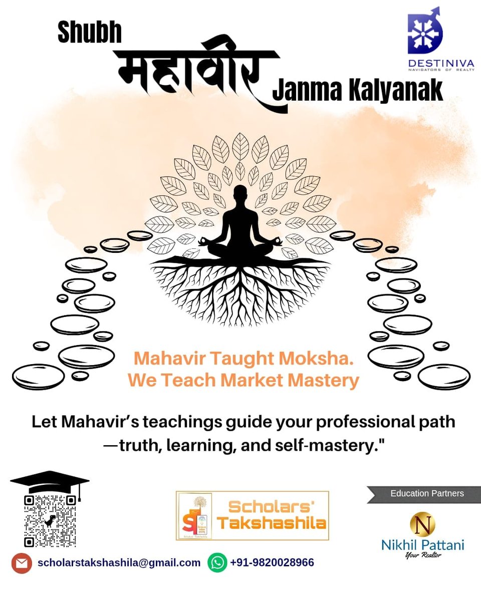NikhilPattani1's tweet image. Build a career on Satya (truth), grow with Ahimsa (non-violence), lead with Vivek (clarity)– Inspired by Lord Mahavir’s teachings.

 #MahavirJayanti #mahavirjanmakalyanak  #RealEstateWithValues #ScholarsTakshashila #nikhilpattaniofficial #nikhilpattani