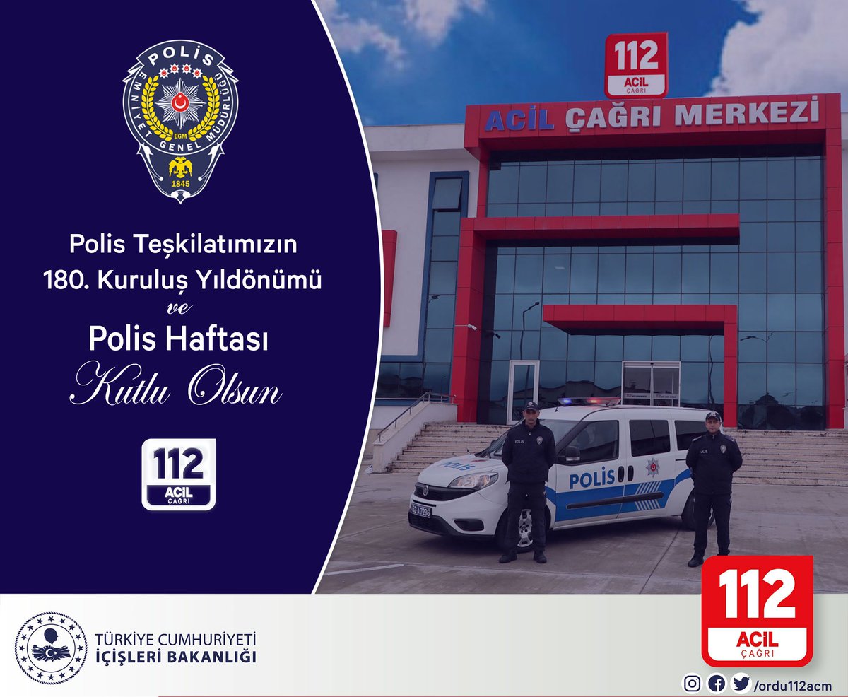 Polis Teşkilatımızın 180. Kuruluş Yıldönümü ve Polis Haftası Kutlu Olsun. 🇹🇷