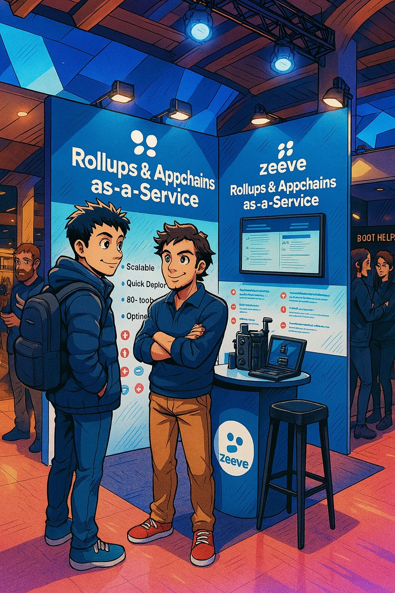 0xZeeve's tweet photo. Zeeve Shonen welcomes you to Booth 104 at #PBW2025 on our last day here!! 🥷🏻 

Custom chains, L2, or Rollups, just come talk to us. 🔺😎

@ParisBlockWeek #ParisBlockWeek #Web3Gaming https://t.co/bYxKvc3srv