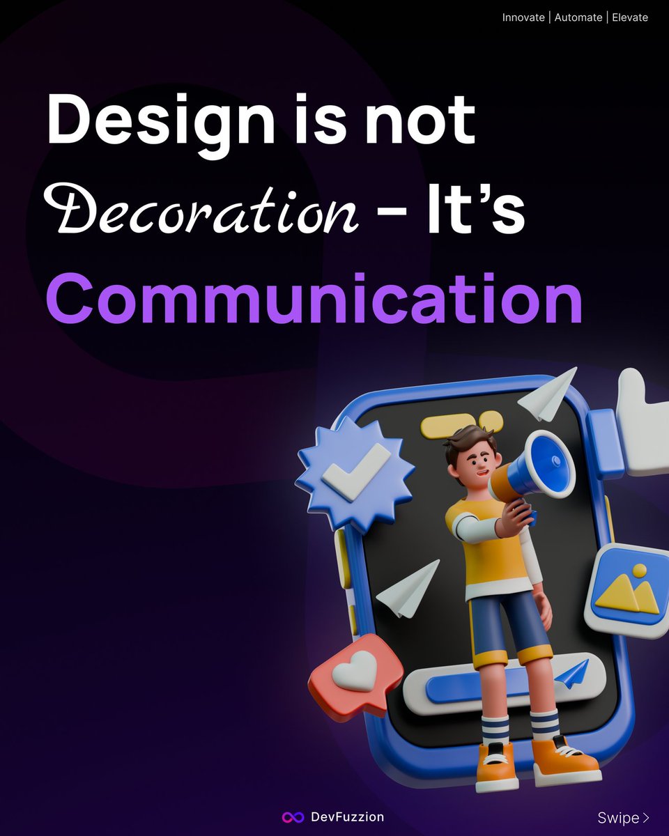 devfuzzion's tweet image. Design is not just decoration—it's communication.
Every font, color, and layout choice should serve a purpose. If your design isn’t guiding, informing, or connecting, it’s just noise.
Let your work speak clearly.
#graphicdesign #designprinciples #visualdesign #design #