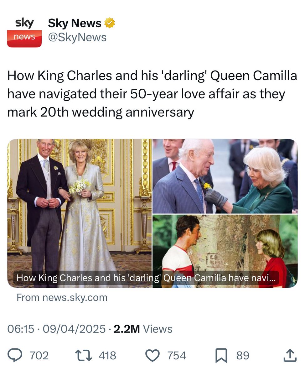 SholaMos1's tweet photo. 😂Navigated 50 year love affair? Here’s the tea Charles married Diana 44 years ago so this love affair with Camilla was navigated by adultery☕️. You’re not going to rewrite history on our watch💅🏽

Look I’m all about love so ‘Happy anniversary to Princess Diana’s wasteman of a husband’🎉