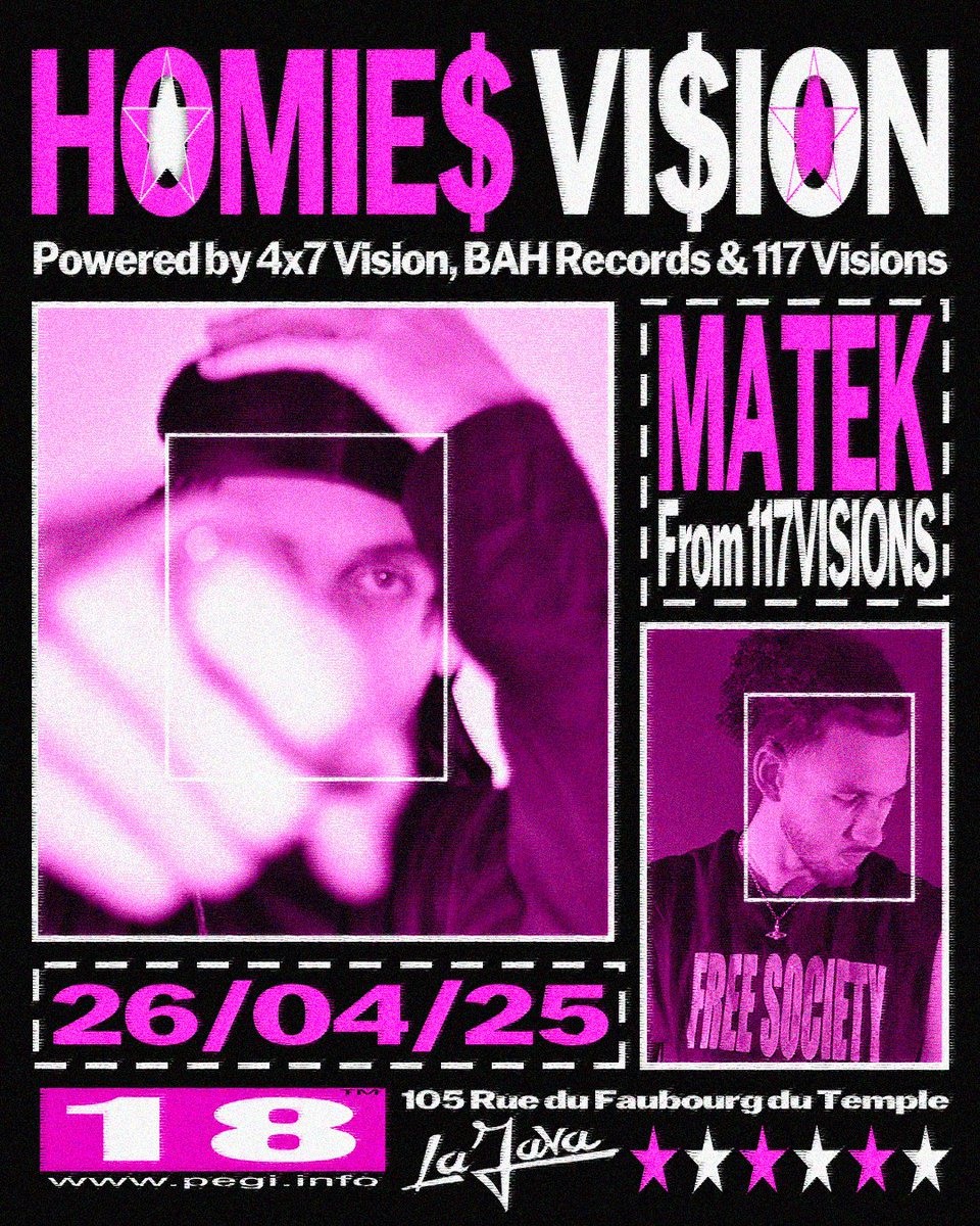 MATEK (@/matekvsns ig) va se produire lors d’une scène exclusive le 26 avril à La Java ! D’ailleurs on annonce quasiment tous les jours des nouveaux noms alors pense à nous suivre ;)