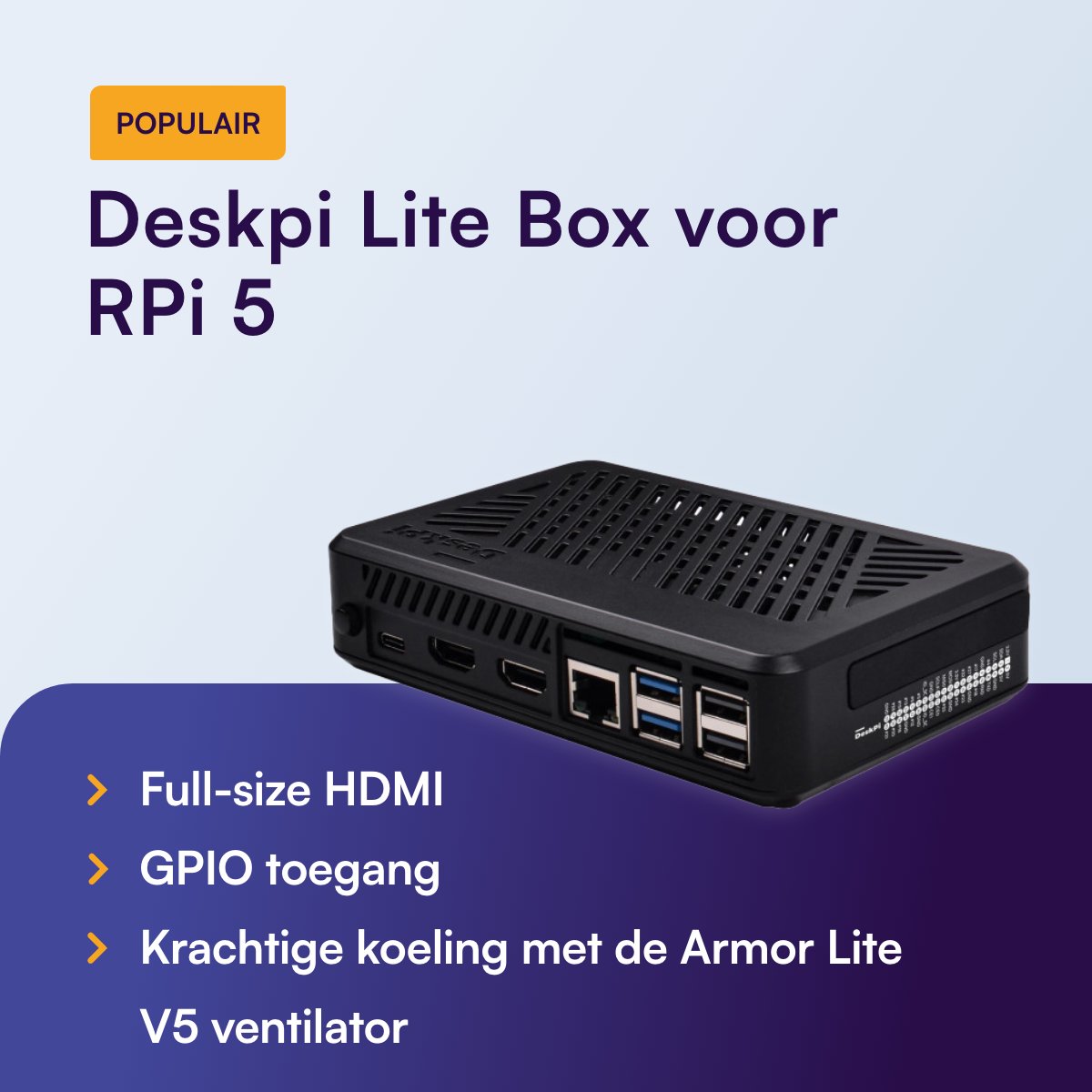 De ultieme behuizing voor je Raspberry Pi 5! 🚀

De DeskPi Lite combineert krachtige koeling, handige connectiviteit (NVMe, HDMI, USB-C) en een slim ontwerp met aan/uit-knop en GPIO-toegang.💡

Bestel nu via: ow.ly/7hfL50Vwxtu