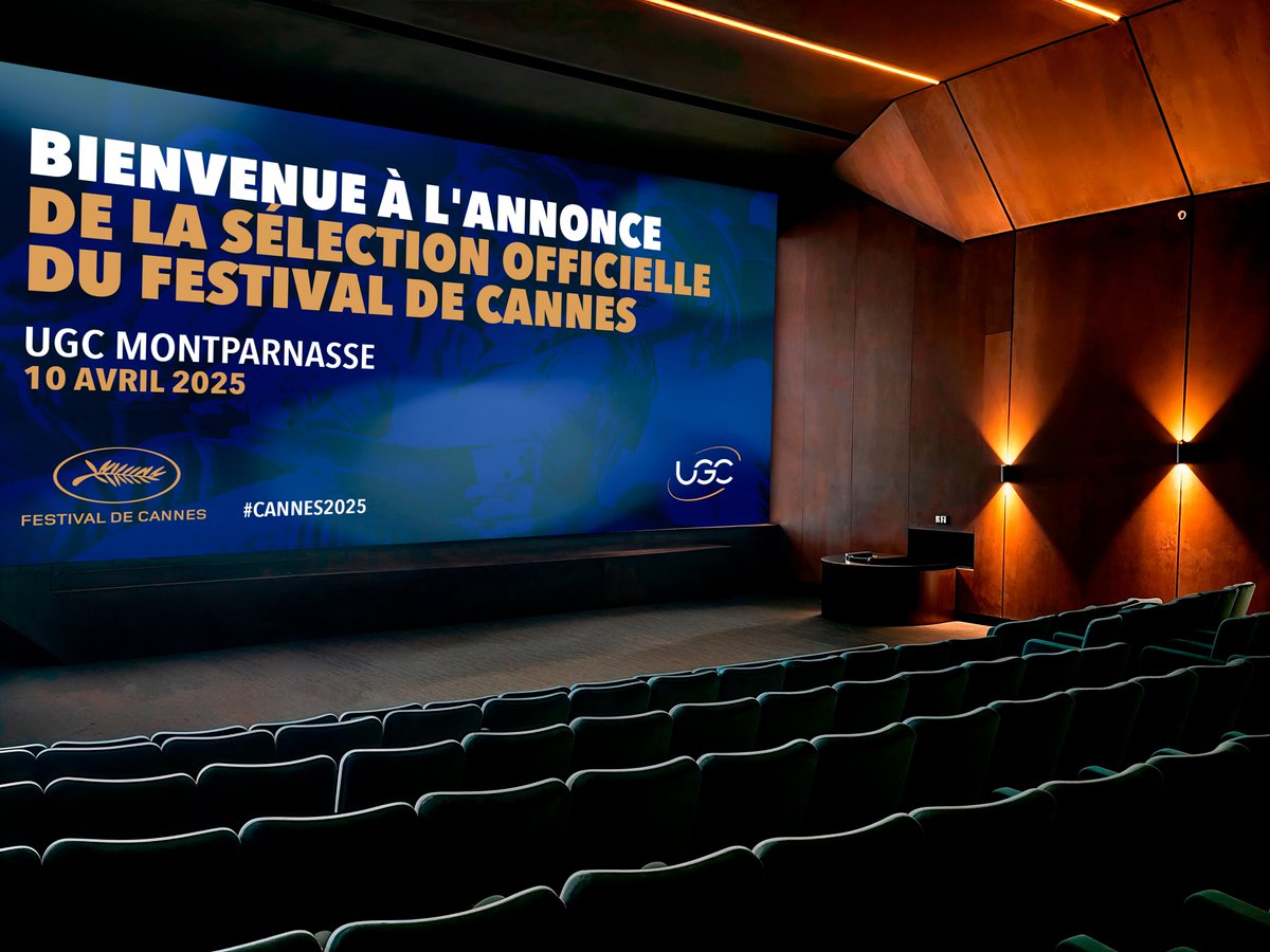 [🚨 Live] La salle 4 de l'UGC Montparnasse est prête à accueillir l'annonce de la Sélection Officielle du #FestivaldeCannes par Thierry Frémaux et Iris Knobloch à partir de 11h 🎞️ 

Notre équipe est sur place pour vous faire vivre l'événement 💥 #Cannes2025