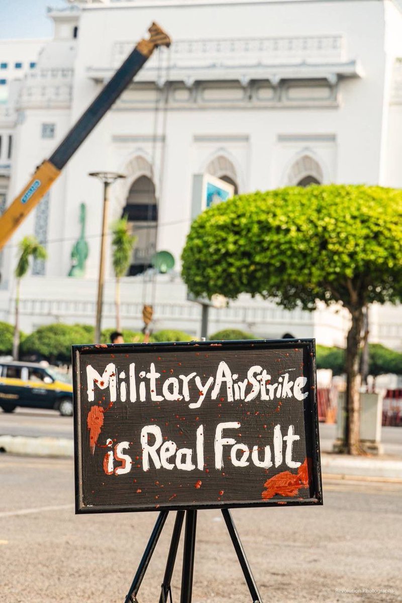 Leong Wai Kit (@leongwaikitcna) on Twitter photo Posters such as this spotted in Yangon, protesting against #Myanmar army’s attacks on civilians Mar 28 till recently
Nearly 100 attacks including air strikes recorded, according to <a href="/mohr_nug/">Ministry of Human Rights</a>
This is despite junta’s 3week truce to facilitate quake aid work Posters such as this spotted in Yangon, protesting against #Myanmar army’s attacks on civilians Mar 28 till recently
Nearly 100 attacks including air strikes recorded, according to <a href="/mohr_nug/">Ministry of Human Rights</a>
This is despite junta’s 3week truce to facilitate quake aid work