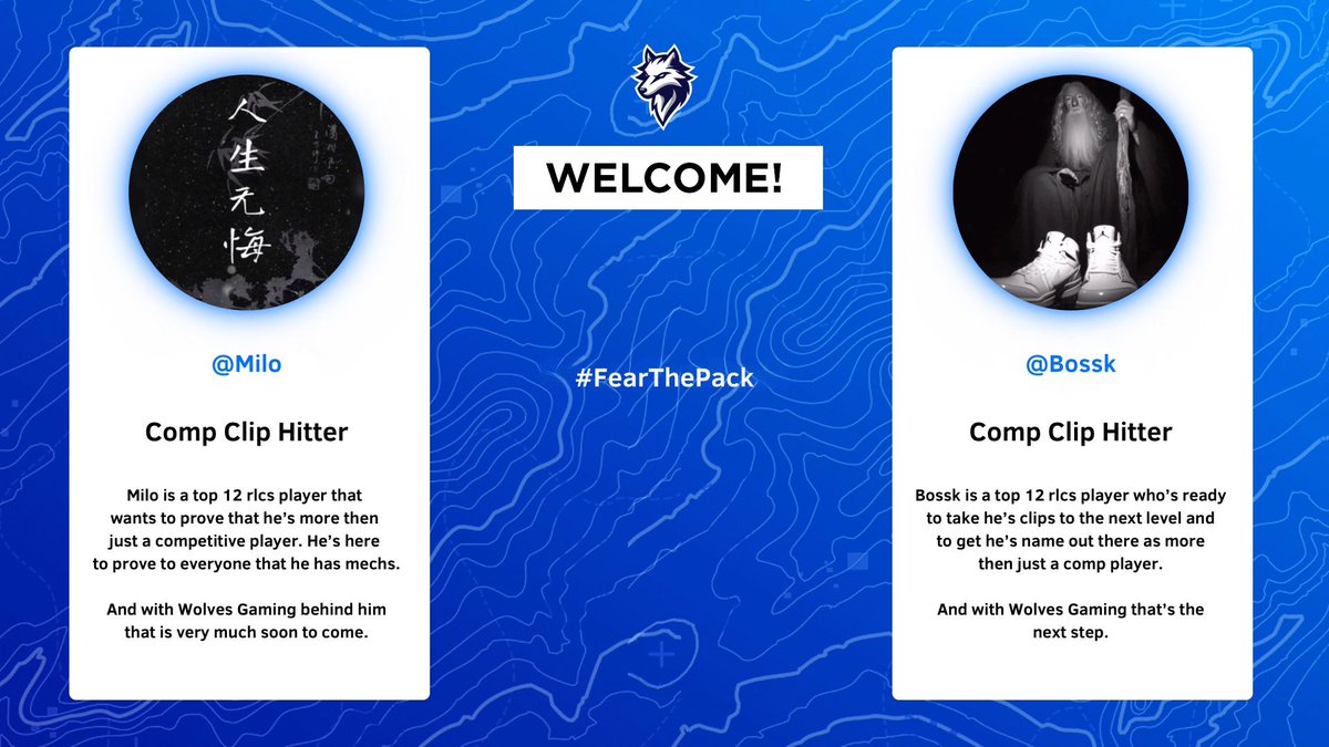 Join us as we announce our welcomes to our 2 new Comp Clip Hitters!!!
<a href="/Bossk9082/">Bossk</a> | <a href="/Milo13507/">Milo</a> 

There’s some very exciting times to come with these players especially now being backed by Wolves Gaming!