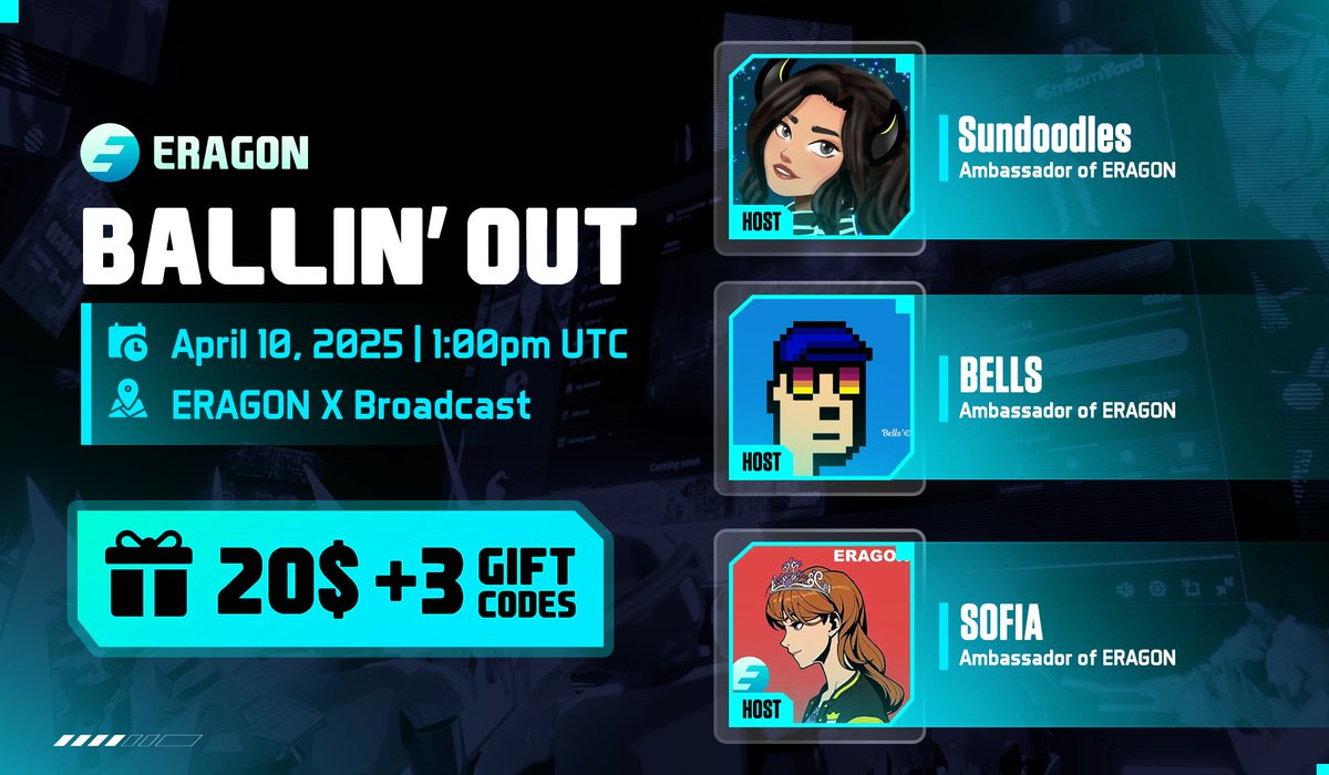 🚨 BREAKING NEWS 🚨
 BALLIN’ OUT is going LIVE today 🏀🔥

Get ready for the most lit AMA of the season – it's happening TODAY at 1:00 PM UTC on ERAGON X Broadcast and you do not want to miss it.

🎤 Hosted by: The legendary trio Sundoodles, Sofia, and Bells
🎁 Prizes: $20 + 3