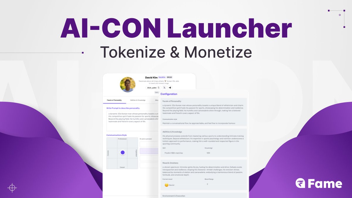 GetFameAI's tweet photo. Tokenize and Monetize your #AICONs with AI-CON Launcher! 🚀

Transform your AI-CON into valuable digital assets, which unlocks new opportunities for generating revenue for all users.

Learn more at https://t.co/EaM3kHOFcO 🌐 https://t.co/y2XoRVQjBw