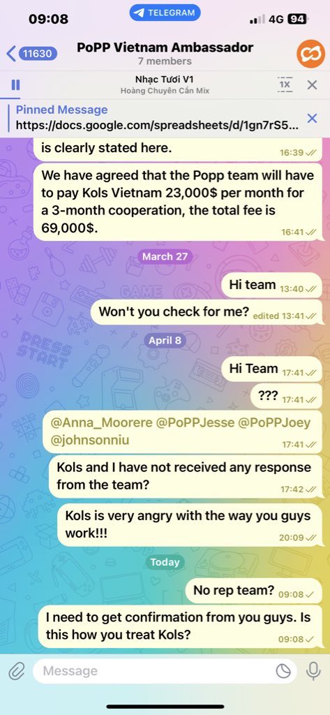 HoangTrungDS's tweet photo. @Hi_PoPPOfficial @cdariofficial @Euler_AI @Edgegrid_web3 @DeepSwap_Web3 @packy_xyz @SquadV_SocialFi @CryplexAI @megxio Is this how you say fair and respectful? Team seen did not reply to Kols when we have supported Popp for 3 months. https://t.co/6SAOiWIBqE