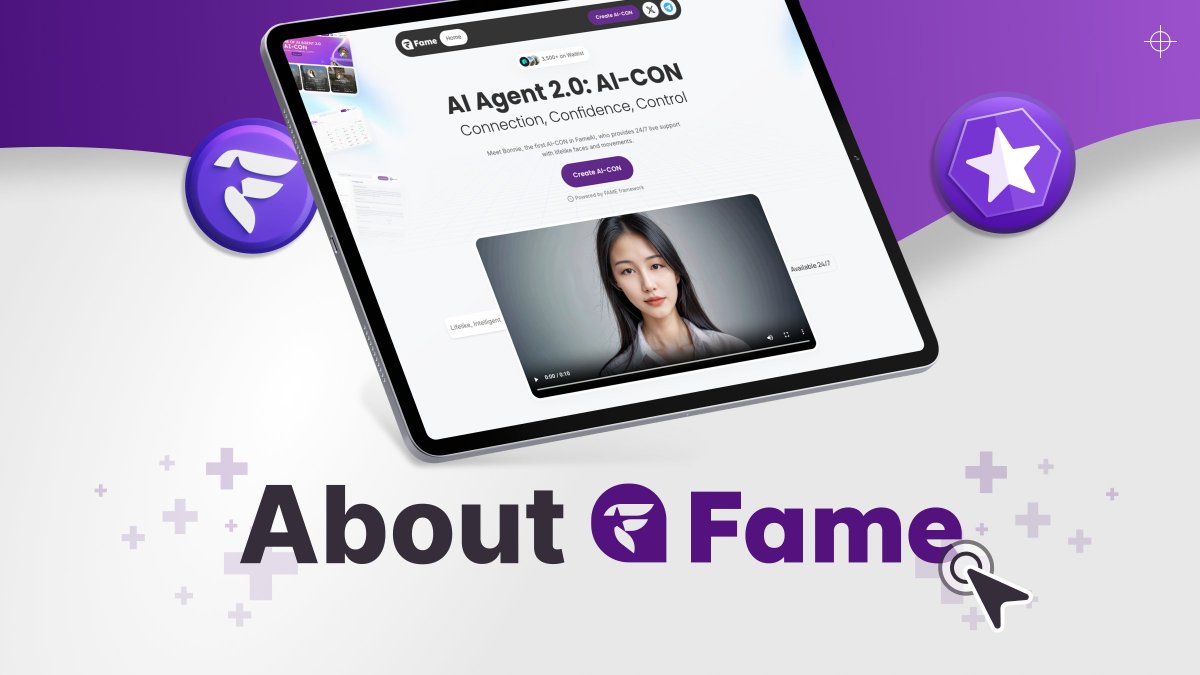 GetFameAI's tweet photo. #FameAI as the pioneer in #AIAgent 2.0 Technology ๐ค
Revolutionizing human-AI interactions through #AICONs, soon to be created via Fame Studio, that is powered by the FAME Framework.
Leading the way in the industry from AI-CON Launcher to blockchain integration โ๏ธ https://t.co/2sy4M0VfTk