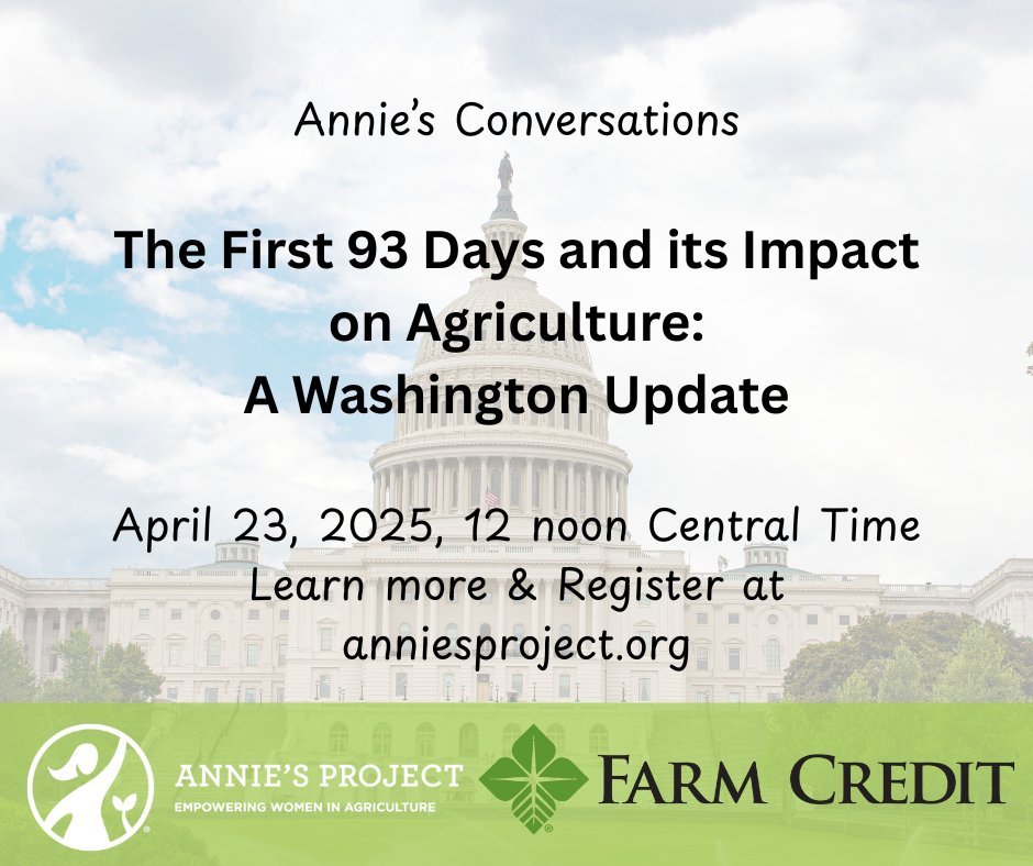 Annie's Project (@anniesproject) on Twitter photo Join us for a conversation with Jenny Mesirow, EVP Government Affairs at the <a href="/farmcredit/">Farm Credit System</a> Council for a conversation about Congress, the Administration and agriculture policy and so much more! Register at anniesproject.org/programs-webin… Join us for a conversation with Jenny Mesirow, EVP Government Affairs at the <a href="/farmcredit/">Farm Credit System</a> Council for a conversation about Congress, the Administration and agriculture policy and so much more! Register at anniesproject.org/programs-webin…