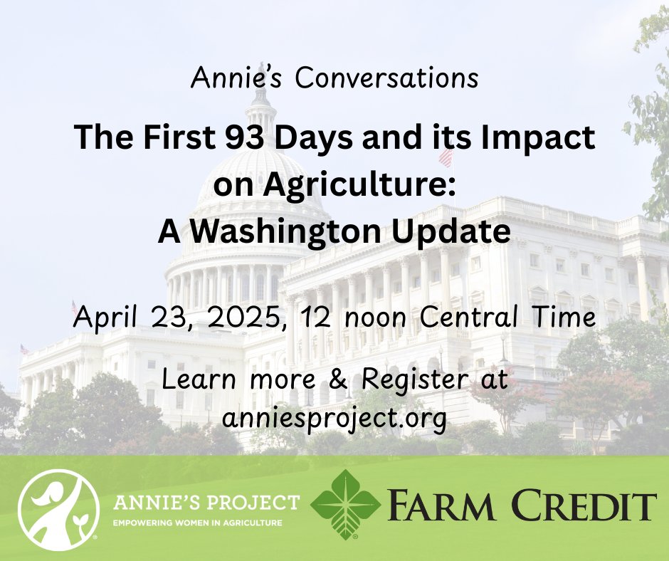 Annie's Project (@anniesproject) on Twitter photo Join us for a conversation with Jenny Mesirow, EVP Government Affairs at the <a href="/farmcredit/">Farm Credit System</a> Council for a conversation about Congress, the Administration and agriculture policy and so much more! Register at anniesproject.org/programs-webin… Join us for a conversation with Jenny Mesirow, EVP Government Affairs at the <a href="/farmcredit/">Farm Credit System</a> Council for a conversation about Congress, the Administration and agriculture policy and so much more! Register at anniesproject.org/programs-webin…