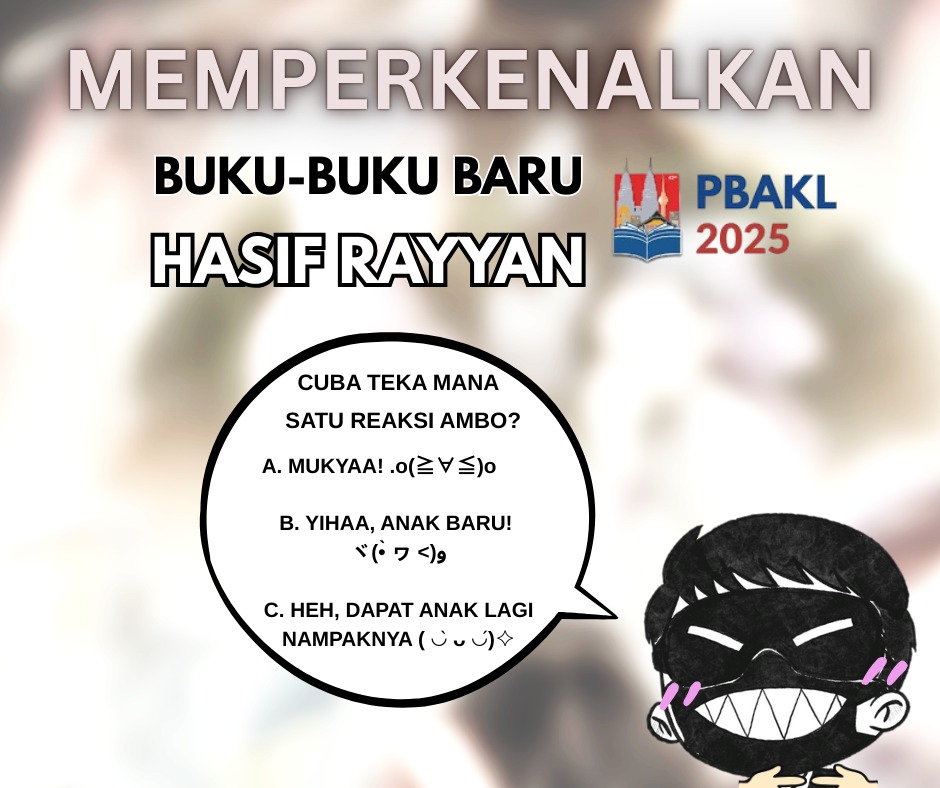HasifRayyan's tweet image. Bismillah. Helo demo-demo.
Kito akan mula umumkan judul buku-buku baru yang bakal terbit PBAKL2025 bulan depan.
Jadi boleh dah nak mula pakat tunggu belaka.
Nak teka buku gapo dulu boleh, nak jawab soalan pun boleh. Oe oe 🐜