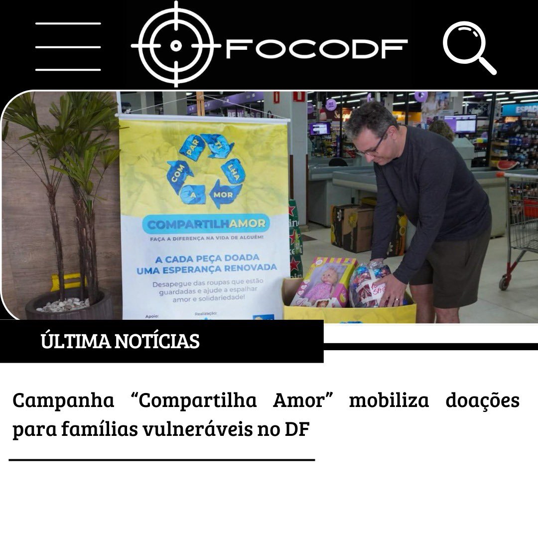 FocoDf_'s tweet image. O DF se une por solidariedade! A campanha #CompartilhaAmor arrecada roupas, calçados e brinquedos para famílias carentes até 26/04. Faça sua parte e espalhe esperança. 💜 #DoeEsperança #DFSocial #CidadaniaAtiva