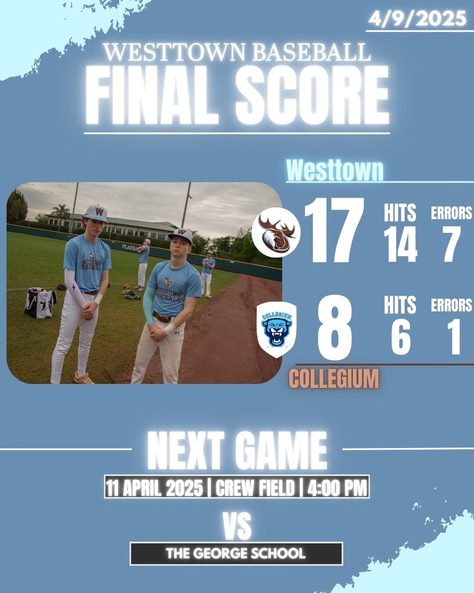 Westtown Baseball (@wt_varbaseball) on Twitter photo MOOSE WIN!!! Westtown gets the home victory to up the winning streak to 4 games in a row! <a href="/jackson_young27/">Jackson Young</a> had 2 home runs and 5 RBI’s while Aidan Eager delivered on the bump, striking out 10 batters over 4 innings! #gotown MOOSE WIN!!! Westtown gets the home victory to up the winning streak to 4 games in a row! <a href="/jackson_young27/">Jackson Young</a> had 2 home runs and 5 RBI’s while Aidan Eager delivered on the bump, striking out 10 batters over 4 innings! #gotown